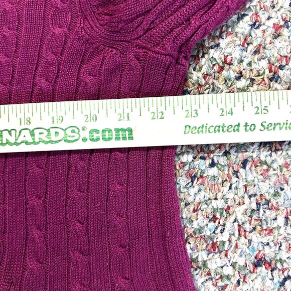 Lauren Ralph Lauren Mulberry Purple Full Zip Cotton Cable Cardigan Sweater Sz XL - Picture 10 of 13